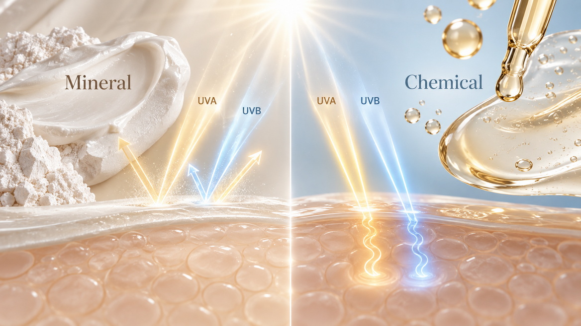 Mineral vs. Chemical Sunscreen: The Science Behind UV Protection And Skin Aging